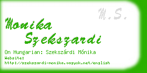 monika szekszardi business card
