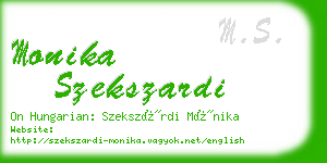 monika szekszardi business card